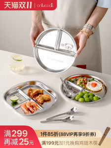 Onlycook Childrens Dinner Plate 304 Stainless Steel Partitioned Plate Baby Fat Reduction Plate Cartoon Design Meal Planner