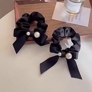 Dây Đeo Tóc Co Giãn Hình Nơ Ngọc Trai