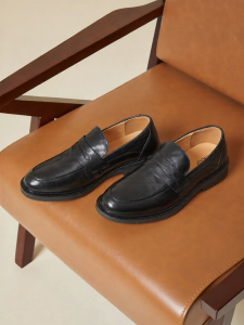 Height Increasing Mens Leather Loafer Shoes Easy to Slip On