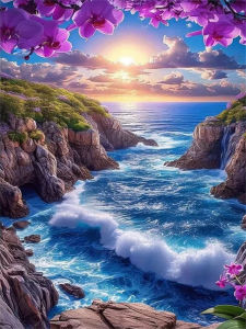 HUACAN Diamonds Painting Sea Landscape Handicrafts 5d Diy Diamond Mosaic On The Basement Mountain Decorative For Home