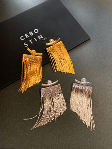 CAFFTI | Metallic Silver Smile Tassel Earrings for Round and Square Face