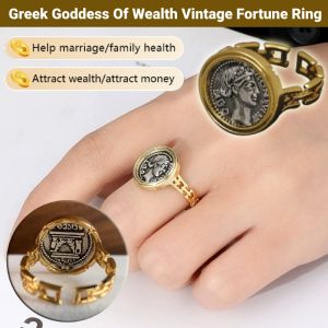 Greek Goddess Of Wealth Vintage Fortune Ring Open Adjustable Lucky Charm Rings Show Your Fortune Charm Fashion Jewellery