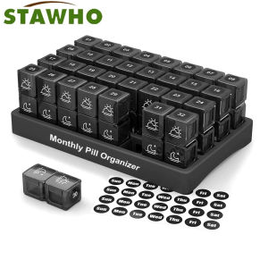 1PCS One Month Pill Organizer 2 Times a Day Monthly AM/PM Box for Vitamins Fish Oil Supplement 31 Day Organizer Case