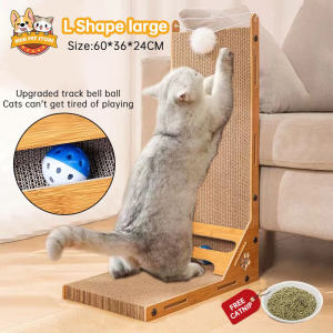 L-Shaped Cat Scratching Post Collapsible Scratch Pad For Cat Vertical Scratchable Cat Scratcher Toys