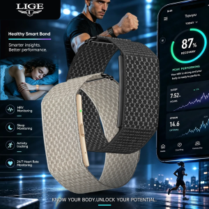 LIGE | LIGE AI Voice Recording Bracelet 1GB Storage One-Click Record Transcription Meeting Minutes Sports Call Reminder Smart Wristband