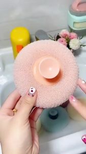 Bông Tắm Tạo Bọt Bằng Xơ Mướp Tròn Có Giác Hút Gắn Tường Bông Tắm Tẩy Tế Bào Chết Cầm Tay Làm Sạch Da Và Vệ Sinh Cơ Thể
