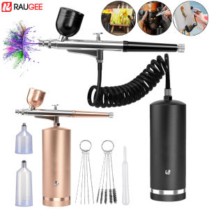 Airbrush พร้อมคอมเพรสเซอร์ Airbrush ภาพวาดปืนสเปรย์ขนาดเล็กสําหรับสีไฟฟ้าสีปืน Airbrush คอมเพรสเซอร์จิตรกรรมสเปรย์ปืน