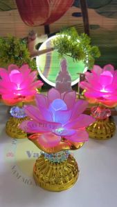 Đèn Niệm Phật Để Bàn Thờ 58 Bài Màu Hồng