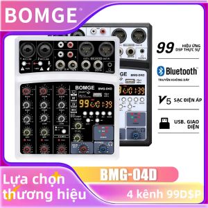BOMGE 04D Bộ Trộn Âm Thanh DJ 4 Kênh Với Đầu Vào 99DSP MP3 USB Bluetooth 48V Phantom Power - Bảng Điều Khiển Trộn Âm Thanh Chuyên Nghiệp
