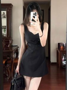 Pure Desire Sweet And Spicy Bé Gái A-Line Dress Womens High Waist Mini Black Dress Age-Defying Sleeveless Strapless Dress