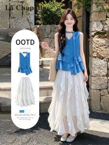 La Chapelle | Flared Irregular Hem Skirt & Slim Straps Top Set