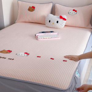 Suxuan | Cool Summer Ice Silk Carton Pattern Bedding Set With Mattress Cover And Bed Skirt Washable