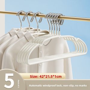 Windproof Clothes Hanger Outdoor Balcony Clothes Drying Rack Anti-Slip Automatic Buckle Home Use Iron Art PVC Hook Modern Style