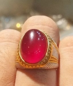 Cincin Batu Akik Red Barron Ring Titanium Mewah