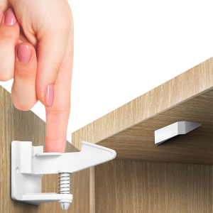 Child Safety Drawer Locks Durable ABS Plastic for Cabinet & Cupboard Easy Install & Finger Press Release