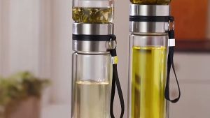 Bình Pha Trà Thủy Tinh 470ml 2 Lớp Chịu Nhiệt Lõi Lọc Inox 304 Kèm Quai Xách Tiện Lợi