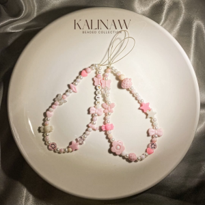 KALINAW Pinkleberry Customized Name Pink Candy Colored Pastel Beaded Keychain/ Phone Charms