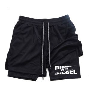 Men Fashion Sports Shorts Double Layered Fitness Speed Dry Breathable Hip-hop Towel Loop Summer Sport Athletic Activewear Shorts