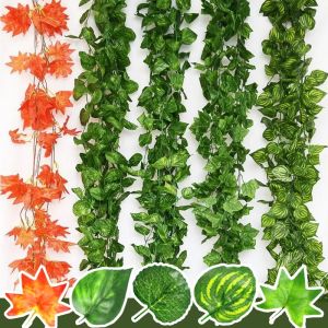 200cm Hot Artificial Plants Rattan Creeper Green Leaf Ivy Vine for Home Wedding Decor Wholesale DIY Hanging Garland Fake Plant