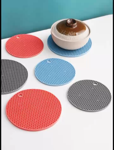 Round Insulation Rubber Mat Non-Slip Heat-Resistant Anti-Scalding Honeycomb Microwave Oven Mat Pot Coasters Silicone