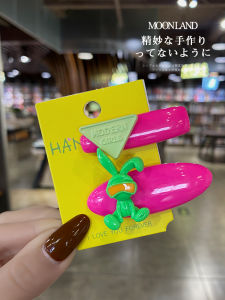 Macaron Colored Rabbit Ear Hair Clips Womens New 2025 Fashionable Cute Bangs Duckbill Hair Clips Side Clips Moonland Original Design