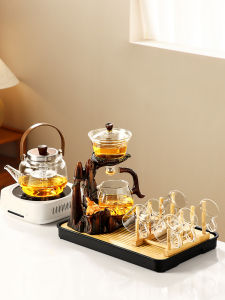 2025 New Glass Tea Set Magnetic Absorption Tea Brewing Pot Lazy Persons Tea Making Tool French Style Vintage Heat Resistant