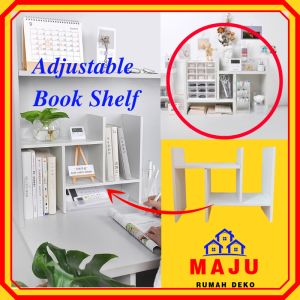 MAJU Adjustable Book Shelf Portable Office table book rack buku meja Document Storage Organizer Table Shelf Bookcase Adjustable Book Shelf Table Rack Student Office Bedroom Living Room Modern Simple Desk Desktop Shelf File Storage
