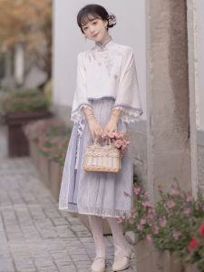 ZiTeng Meng Original Hanfu Elements Dress Set Cheongsam Chinese Style National Trend Retro Artistic Republic of China Style