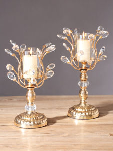 เทียนหอมคริสตัลแก้วโลหะหรูหราสไตล์ยุโรปสำหรับตกแต่งบ้านสไตล์ยุโรปแบบสวีดิช สำหรับตกแต่งโต๊ะอาหาร วันเกิด วันหยุด