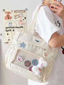 กระเป๋าสะพายข้างใสแบบสะพายข้างสำหรับผู้หญิง ความจุขนาดใหญ่ กระเป๋าสะพายไหล่แบบใส กระเป๋าสะพายข้างแบบลำลองสำหรับนักเรียน