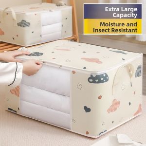 MONLEYTA | Large Capacity Oxford Cloth Foldable Clothes Storage Box Household Wardrobe Clothing Organizer Box Fabric Storage Solution