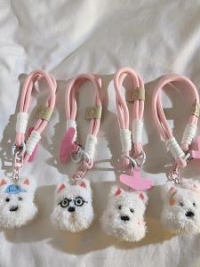 Cute Cartoon West Highland Toy Nylon Handmade Wristband Suitable for Universal Mobile Phone Case Keychain Bag Earphone Pendant Womens Bracelet