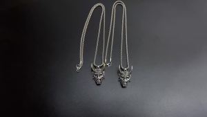 Bandai | Vintage Punk Mặt Nạ Quỷ Vòng Cổ Dành Cho Nam Bé Trai Gothic Hip-Hop Thời Trang Kim Loại Cosplay Phụ Kiện Sưu Tập Quà Tặng