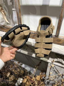 Roman Style Meshwork Leather Sandals Womens Flat Heel Soft Bottom Breathable Clog Shoes Korean Style Low Cut Casual Sandals