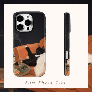 Sophisticated Cat Lounge Phone Case for iPhone 17/16E/16/15/14/13/12/11/18 pro Max plus Double-layer Back Cover Protective Case