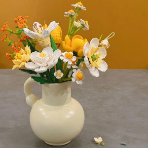 Mickey Mouse Flower Vase DIY Assembly Toy Girls Gift Miniature Particle Building Blocks Eternal Rose Bouquet Handmade Craft