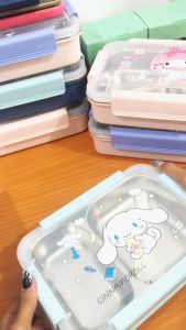 Lunch Box Stainless Sanrio Sekat 3 Tempat Bekal Anak Cinnamoroll Kotak Makan Melody Kuromi 1000ml