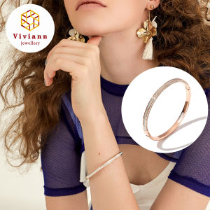 Viviann Original Design Chic Bracelet Plated 18K Rose Gold Titanium Steel Lover Bracelets&Bangles for Women Rose Gold Color Stainless Steel Charming CZ Cuff Bracelet Luxury Jewellery Gifts
