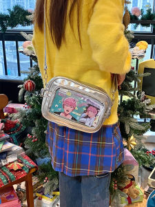 Original Daily Versatile Two-Dimensional Transparent Barque Slant Badge Pain Bag Womens Creamy Creme Brulee Casual Handbag