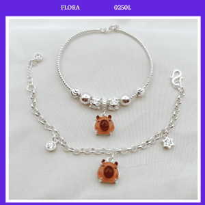 FLORA 0250L - Set bạc ta vòng tay lắc tay hình chuột lang Capybara dành cho bé gái