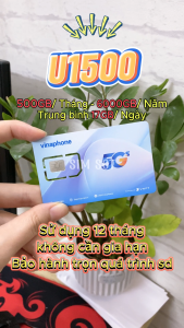 THÁNH SIM 5G VINAPHONE CHUYÊN PHÁT WIFI - GÓI U1500 DATA 500GB TỐC ĐỘ CAO MỖI THÁNG - DÙNG MẠNG TẸT GA KHÔNG LO HẾT DATA - SỬ DỤNG 12 THÁNG KHÔN NẠP TIỀN . FREESHIP - CHƯA KÍCH HOẠT