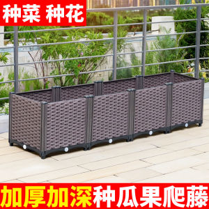 Balcony Gardening Box Fruit Tree Planting Flower Pot Rose Plant Container Vegetable Growing Outdoor Courtyard Long Rectangle