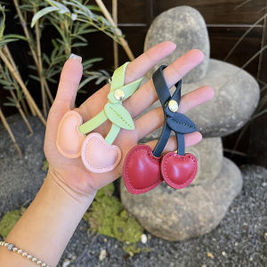 Cute Three-Dimensional Peach Heart Cherry Cherry Bag Charm Red Pink Heart Vintage All-Match Bag Pendant Female Key