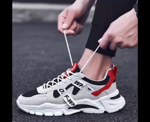 Alethia Shop รองเท้าผ้าใบแฟชั่นอินเทรนด์สไตล์เกาหลีถักรองเท้ากีฬาลำลองสำหรับวิ่งผู้ชาย A082