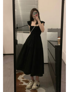Viiwen Double-Sided Tailoring Long Black Dress Casual Chic French Style with High Waist Midi Skirt for Women