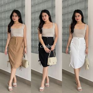 Xyna Skirt Rok Cargo Serut Wanita Crinkle Airflow Anti Lecek Korean Style Terbaru Kekinian Viral by Clashe