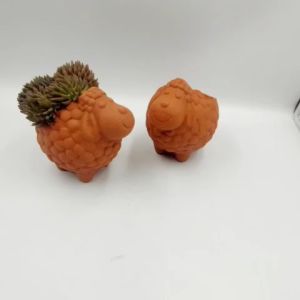 Chậu đất nung chậu sen đá - Cừu nhi đồng miệng chậu 7cm chiều cao 12cm