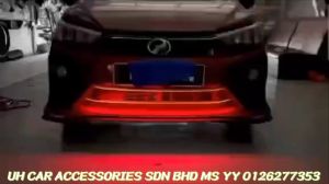 Perodua bezza 2019-2023 drl led stainless steel bumper trim garnish accessories