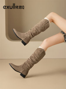 Giày Đùi Nữ Dày Phong Cách Cowboy Ôm Sát