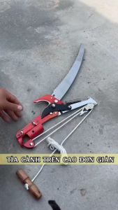 Kéo cắt cành cây giật dây trên cao- Bộ đầu kéo kèm lưỡi cưa